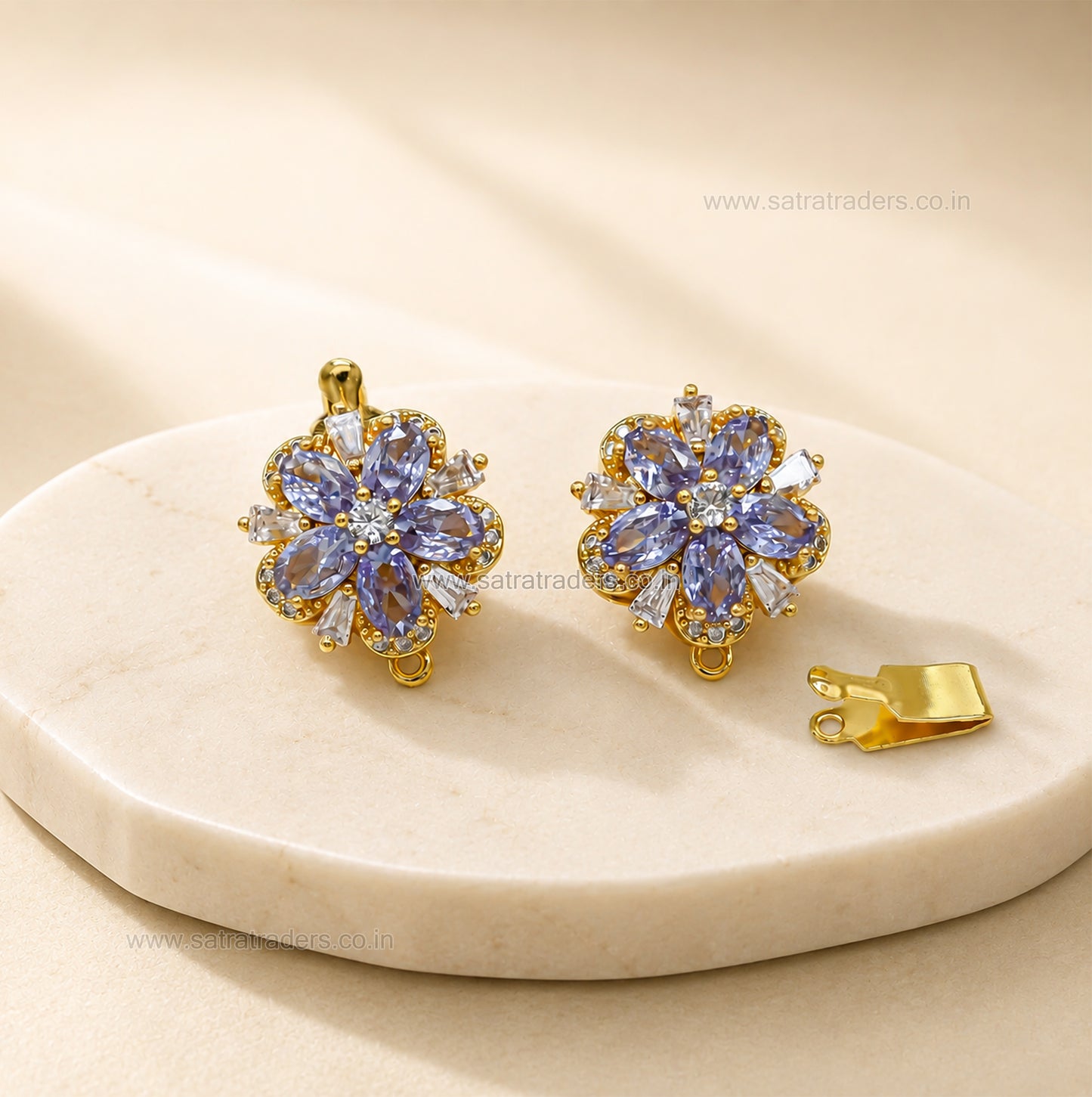 High Quality Floral Brass Connector Charm With clip-on | Size : 22mm | Qty : 1pc | BC23