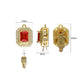 High Quality Emerald-cut red Brass Connector Charm With clip-on | Size : 22mm | Qty : 1pc | BC24