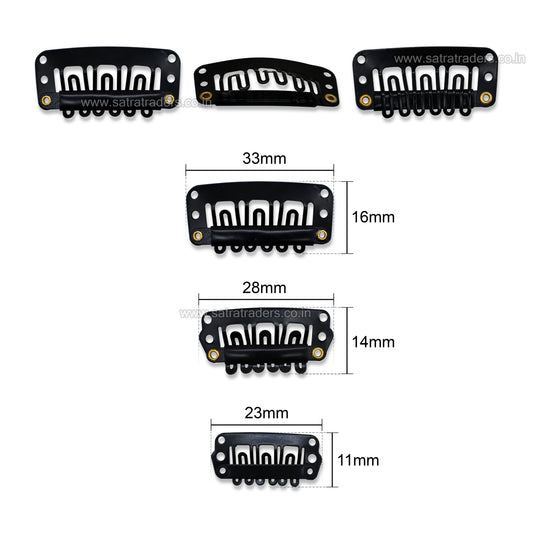 Black Non-Slip Hair Extension Snap Clips | HA32