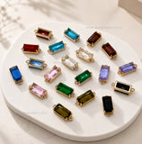 Rectangle Glass Crystal Connectors with Dual Loops | Size : H-9mm W-20mm | Qty : 1pc | CHL198