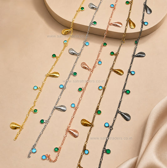 Seashell & Multicolor Crystal Charm Chain | Size : 1m | BC1001