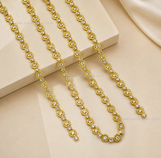 Brass Petite Sunflower Rhinestone Cup Chain | Size : 1m | BC1009