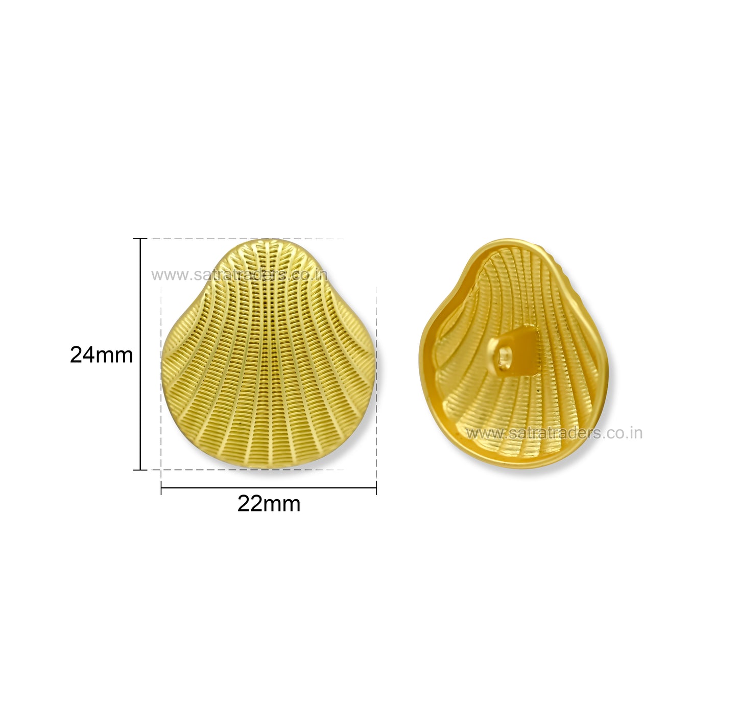 Ribbed Scallop Seashell Shank Button with Loop | Qty : 5pcs