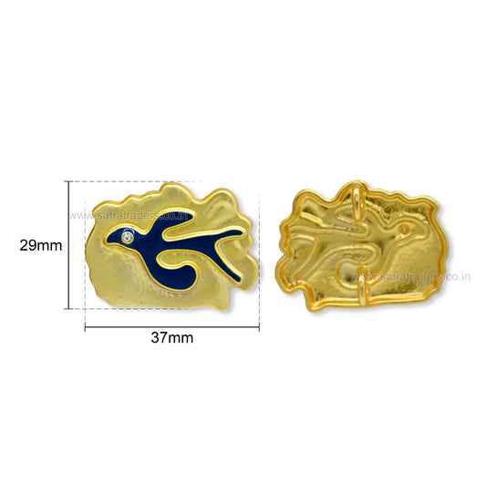 Enamel Flying Bird Plaque Button with 2 Loop | Qty : 2pcs | G-1-23