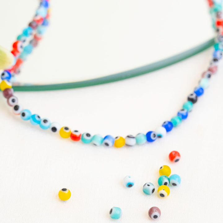 Multicolor Evil Eye Glass Beads | 1 String | GB93