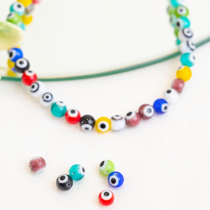 Multicolor Evil Eye Glass Beads | 1 String | GB93