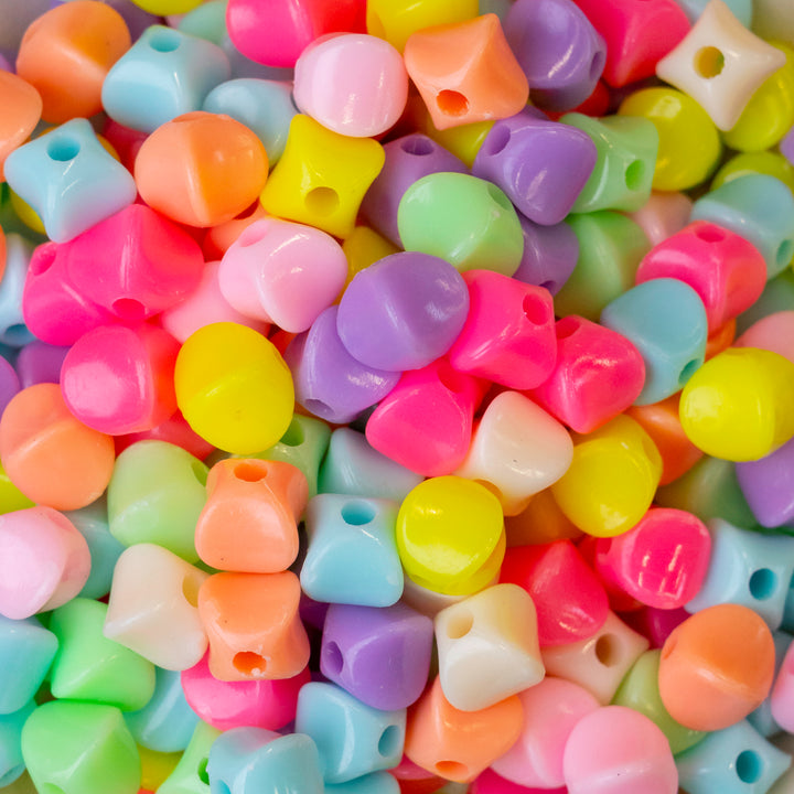 Assorted Square Shape Pastel Plastic Beads | Size : 8mm | PB117