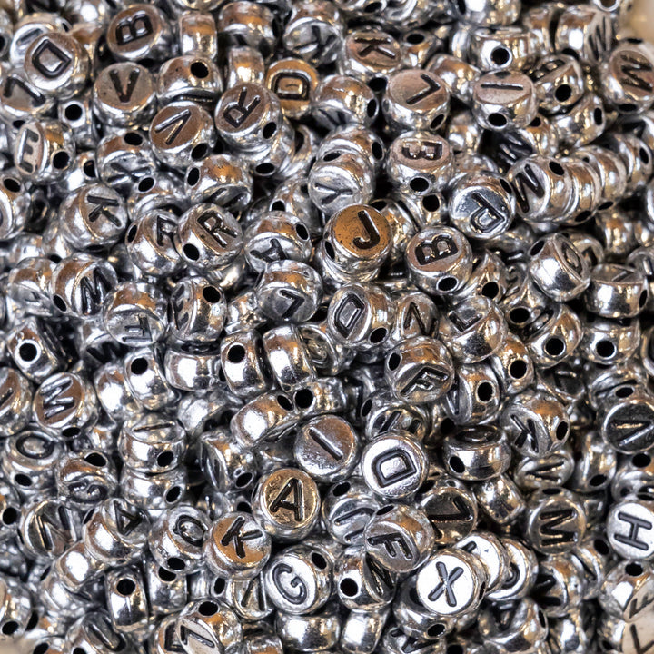 Round Alphabet Plastic Beads | Size : 7mm | PB115