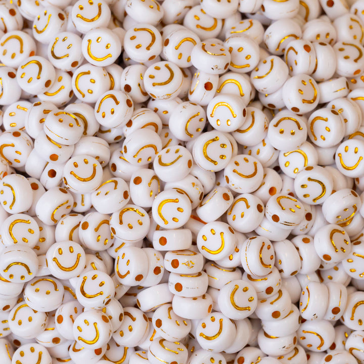 White Smiley Shape Plastic Beads | Size : 7mm | PB116