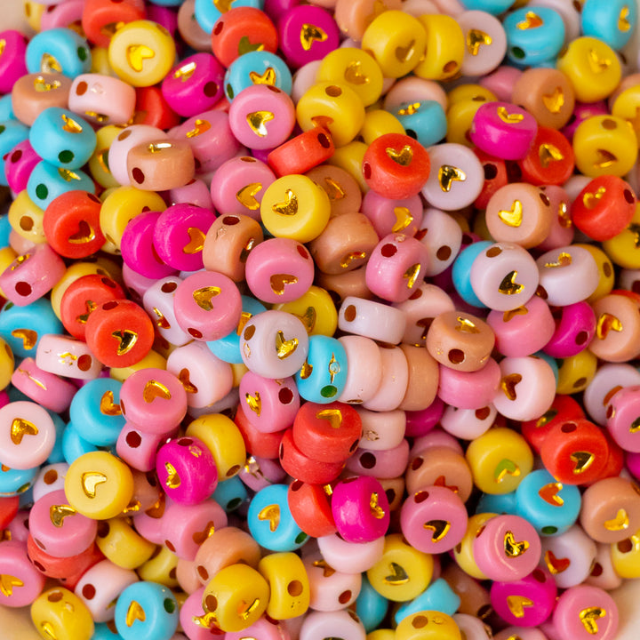 Assorted Multicolour Heart Pastel Plastic Beads | Size : 7mm | PB113