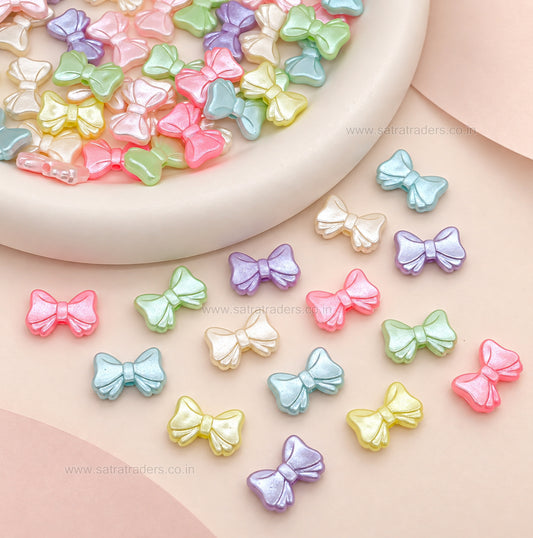 Assorted Pastel Acrylic Bow Beads | Size : 10mm | PB52