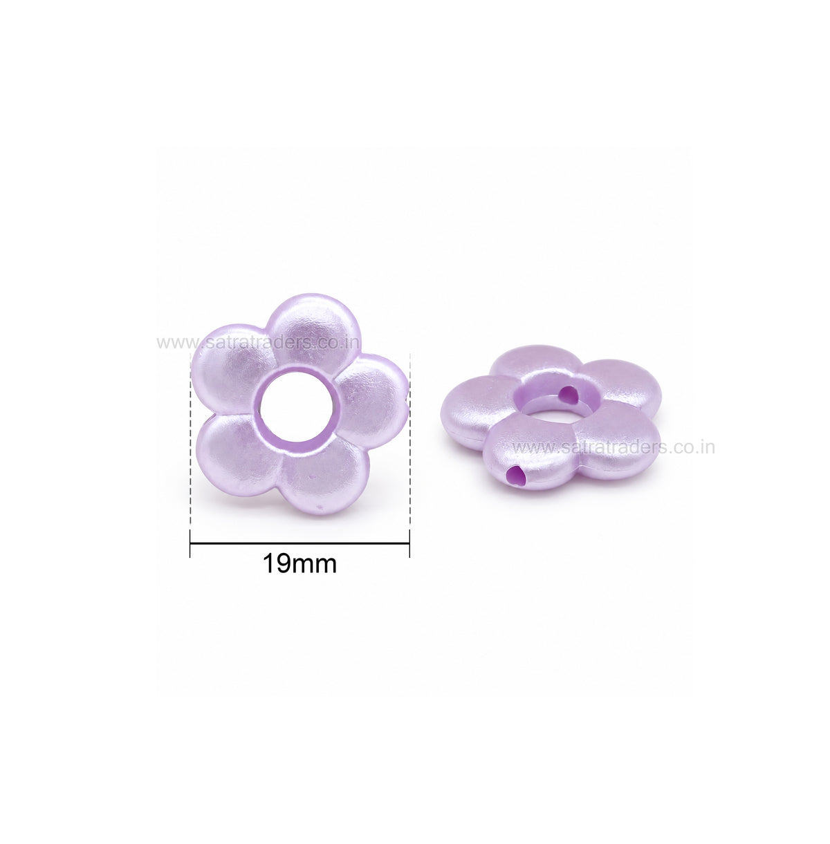 Assorted Pastel Acrylic Hollow Center Flower Beads | Size : 19mm | PB54