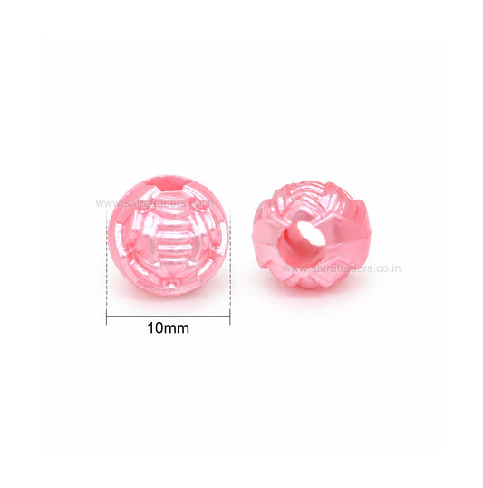 Assorted Pastel Acrylic Carved Ball Beads | Size : 10mm | PB55