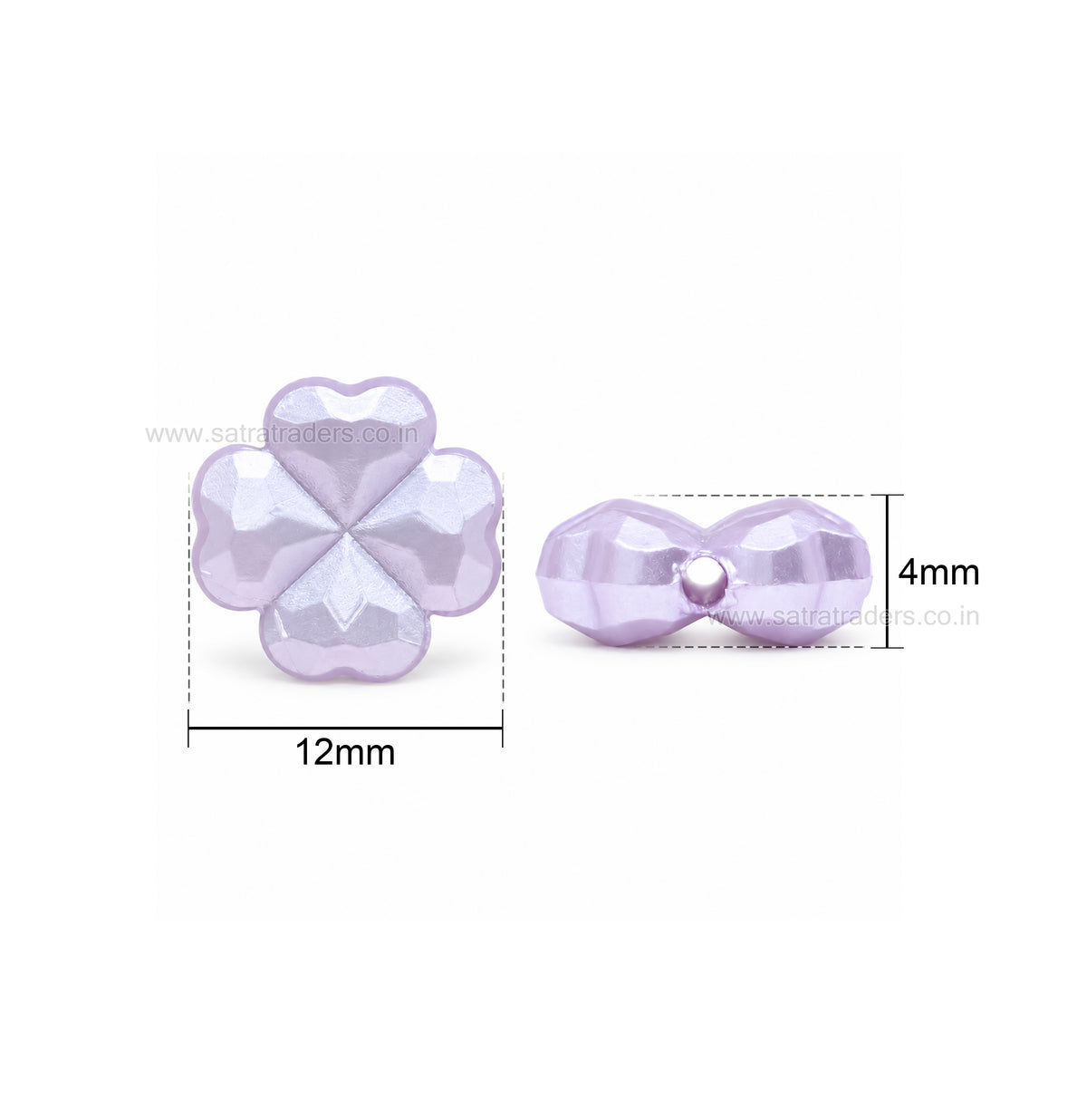 Assorted Pastel Acrylic Four-Leaf Clover Beads | Size : 12mm | PB59