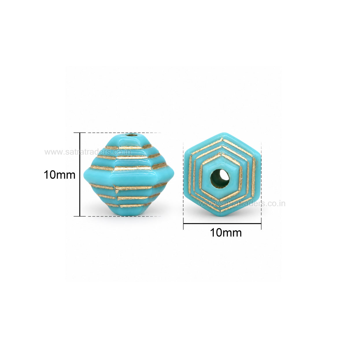 Hexagon Bicone Plastic Beads | Size : 10mm | PB74