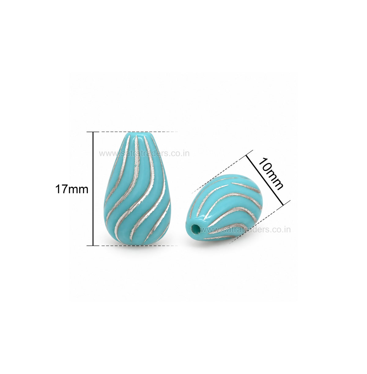Fluted Pear Drop Plastic Beads | Size : 17mm | PB90
