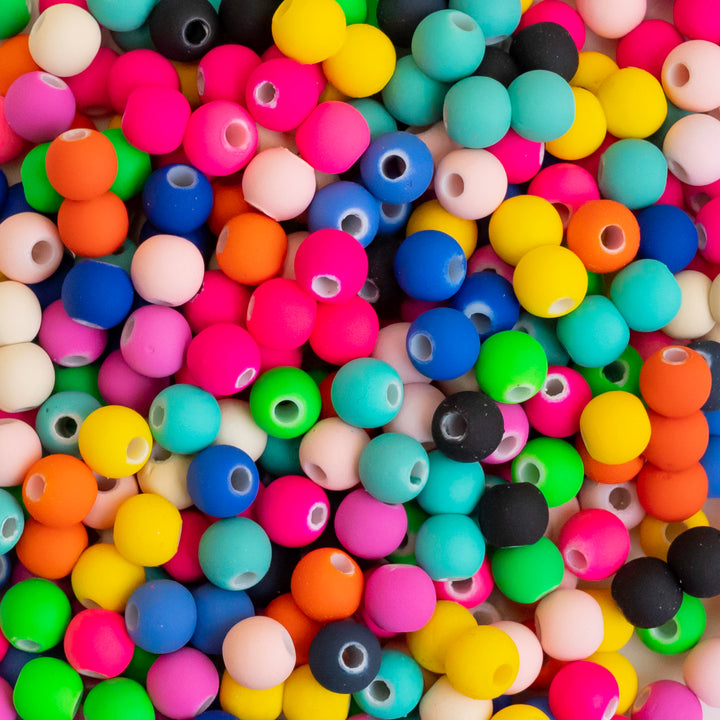 Assorted Matt Round Shape Plastic Beads | Size : 6mm, 8mm | PB109