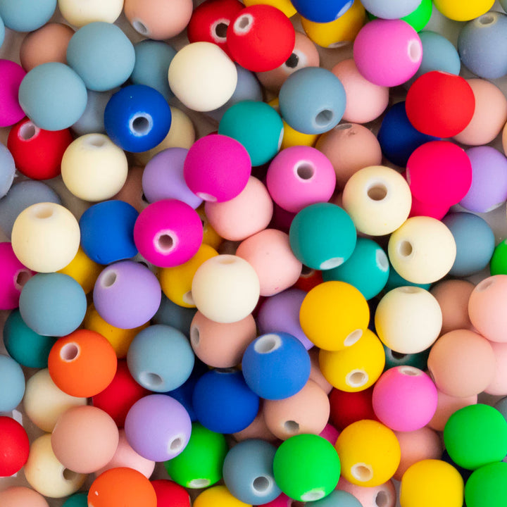 Assorted Matt Round Shape Plastic Beads | Size : 6mm, 8mm | PB109