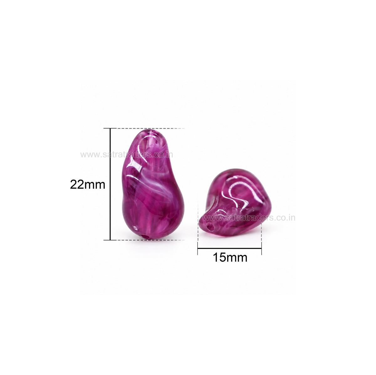 Assorted Irregular Pebble Swirl Plastic Beads | Size : 22mm*15mm | PB100