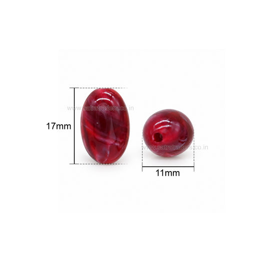 Assorted Oval Shape Plastic Beads | Size : 17mm*11mm | PB125