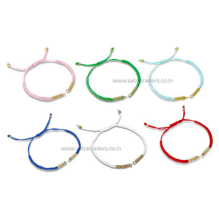 Nylon Braided Bracelet Cord with Brass Beads | Qty : 1pc | B13