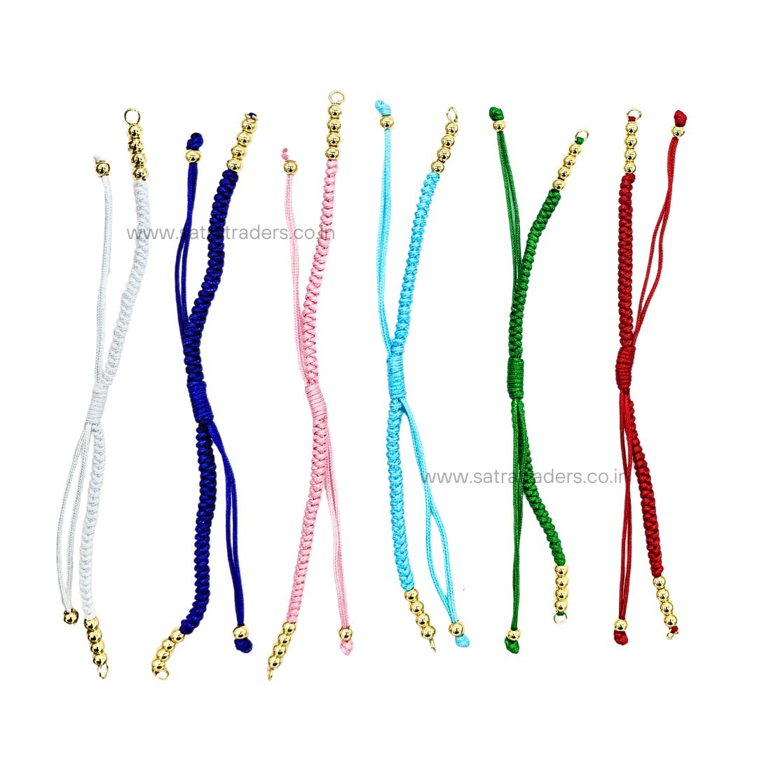 Nylon Braided Bracelet Cord with Brass Beads | Qty : 1pc | B13
