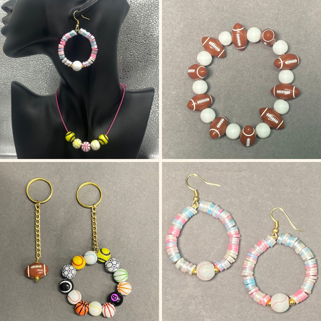 Assorted Football Plastic Beads | Size : 10mm | PB171