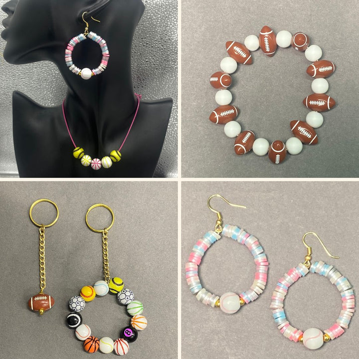 Assorted Football Plastic Beads | Size : 10mm | PB171