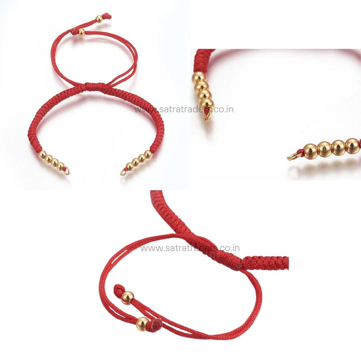 Nylon Braided Bracelet Cord with Brass Beads | Qty : 1pc | B13