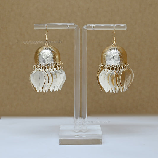 Golden Jhumkas with Classic Leaf Tassels | Qty : 2pcs-1pair | EF96