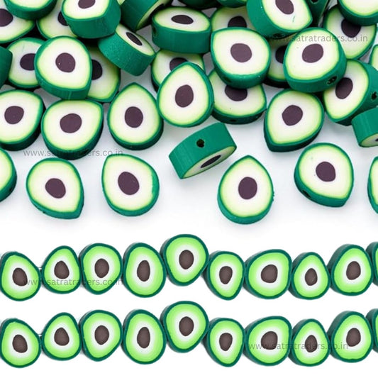 Avocado Polymer Clay Fimo Beads | Size : 6mm-2mm | Qty : 1 string-approx 40pcs | FB01
