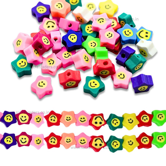 Multicolor Star Smiley Polymer Clay Fimo Beads | Size : 6mm-2mm | FB11