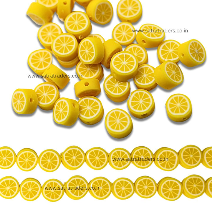 Yellow Polymer Clay Fimo Beads | Size 10mm Thickness 5mm | 1String  40 pcs | FB20