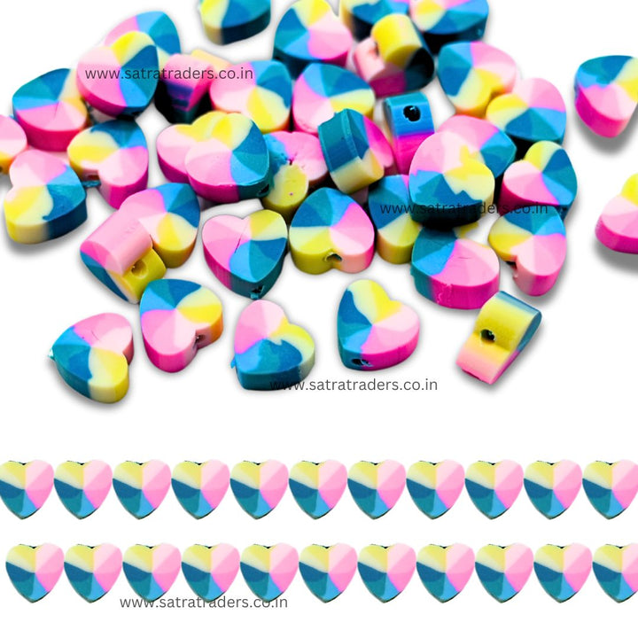 Heart Polymer Clay Fimo Beads | Size 6mm Thickness 2mm | 1String 40 pcs | FB08b