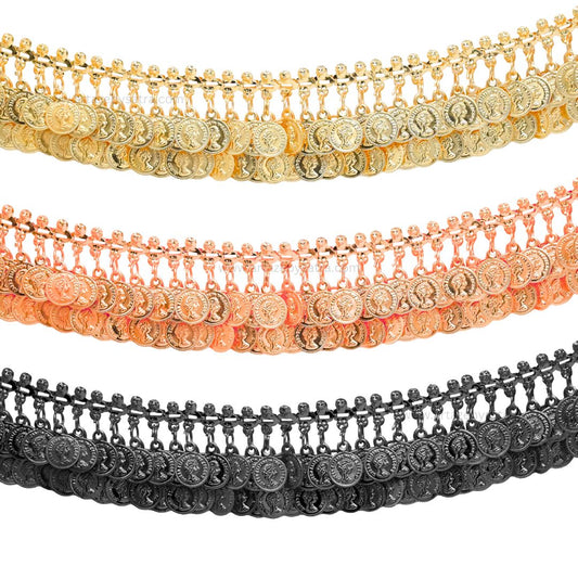 Semi Coin Tassel Choker Necklace | Size : 8inch | Qty : 1pc | IB03
