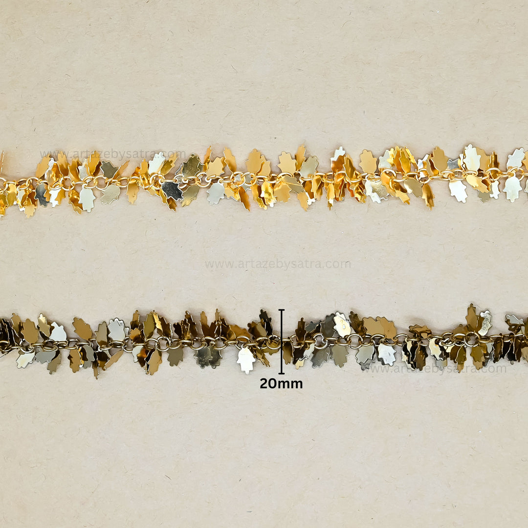 Hamsa Hand Shape Iron Chain | Size : 20mm | Qty : 1mtr | IC23