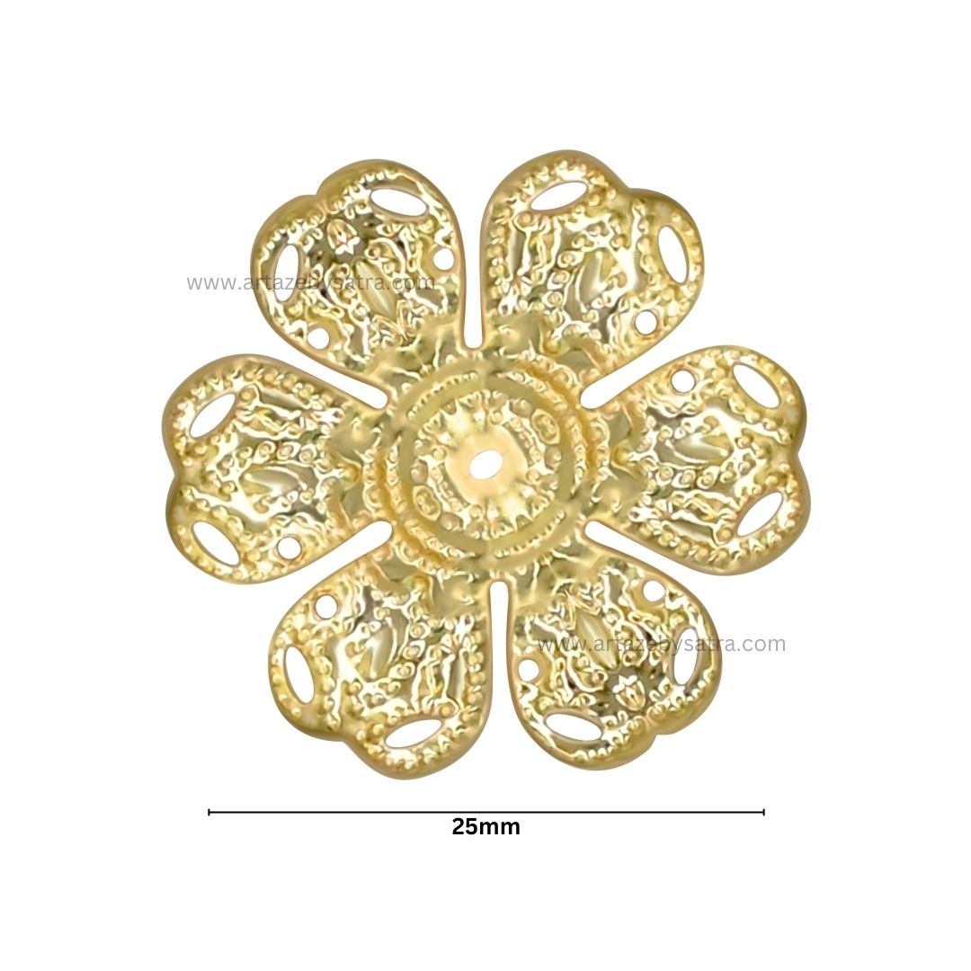 1 Hole Metal Art Flower  | Size : 25mm | 100pcs | MA209