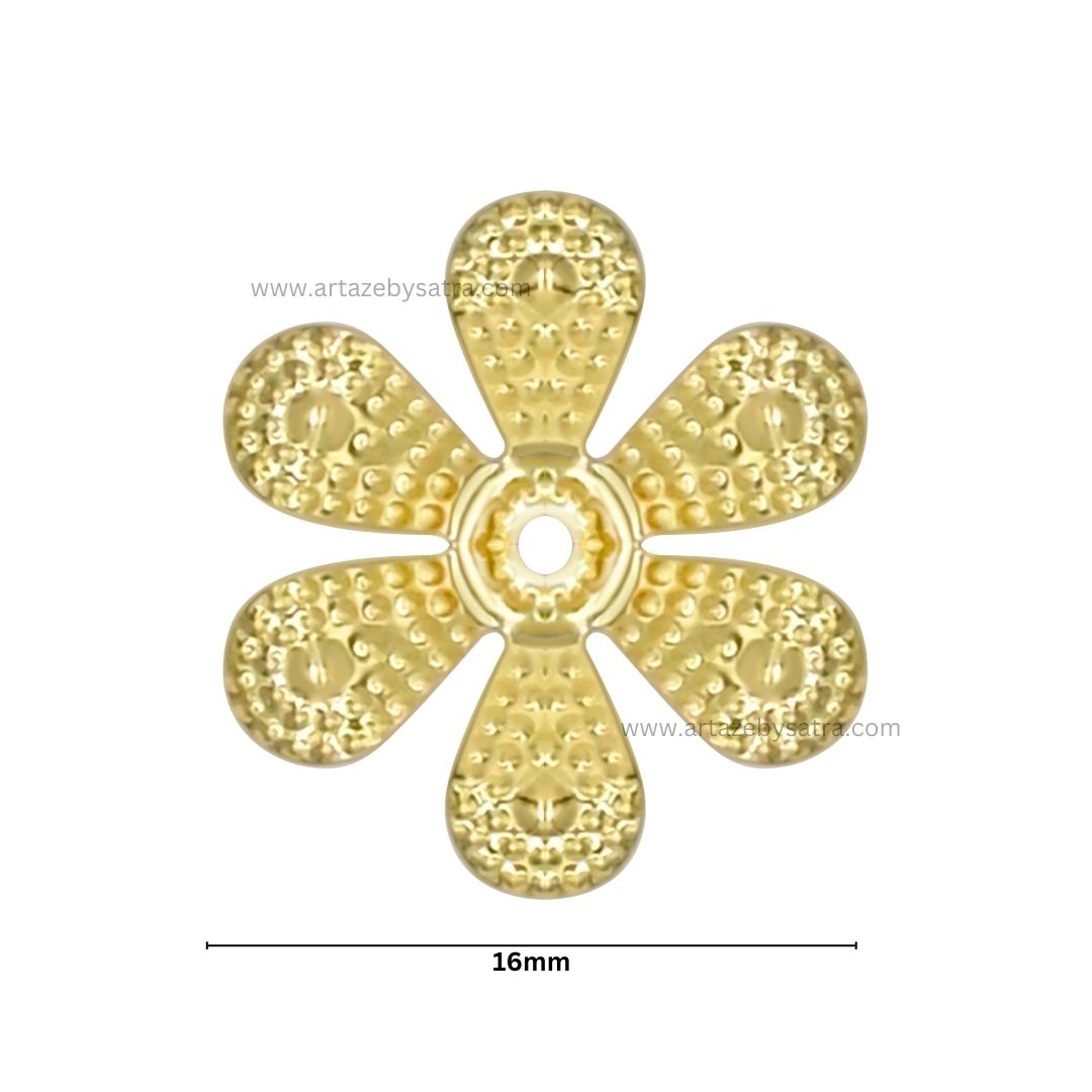 1 Hole Metal Art Flower | Size : 16mm | Qty : 100pcs | MA211