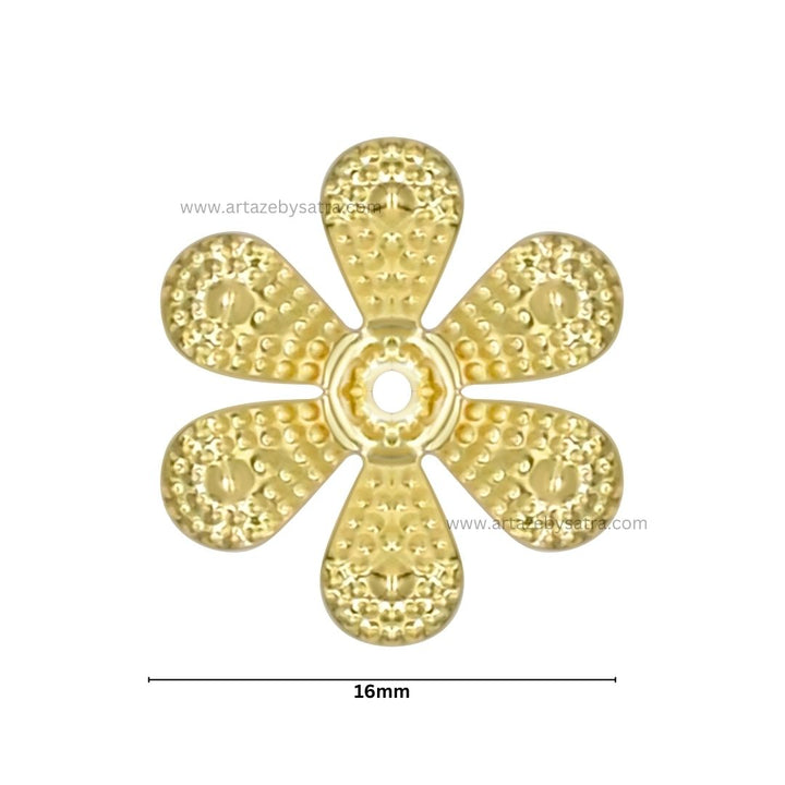 1 Hole Metal Art Flower | Size : 16mm | Qty : 100pcs | MA211