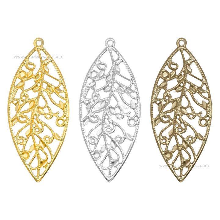 1 Loop Metal Art Leaf | Size : 68mm | Qty : 20pcs | MA337