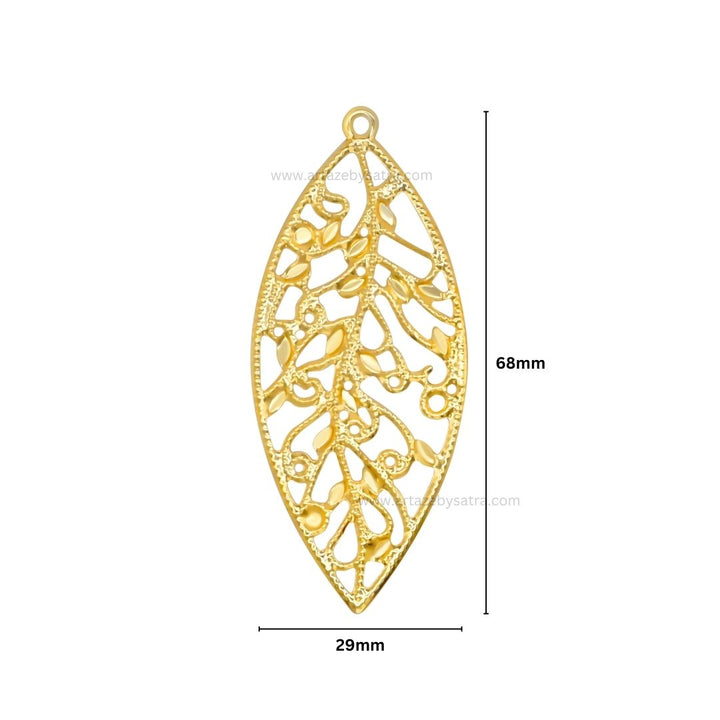 1 Loop Metal Art Leaf | Size : 68mm | Qty : 20pcs | MA337