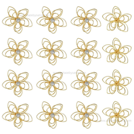 Stone Flower Metal Art | Size : 39mm | Qty : 10pcs | MA373