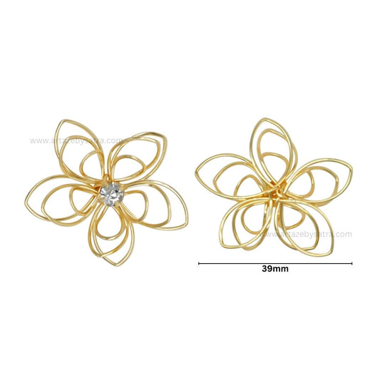 Stone Flower Metal Art | Size : 39mm | Qty : 10pcs | MA373
