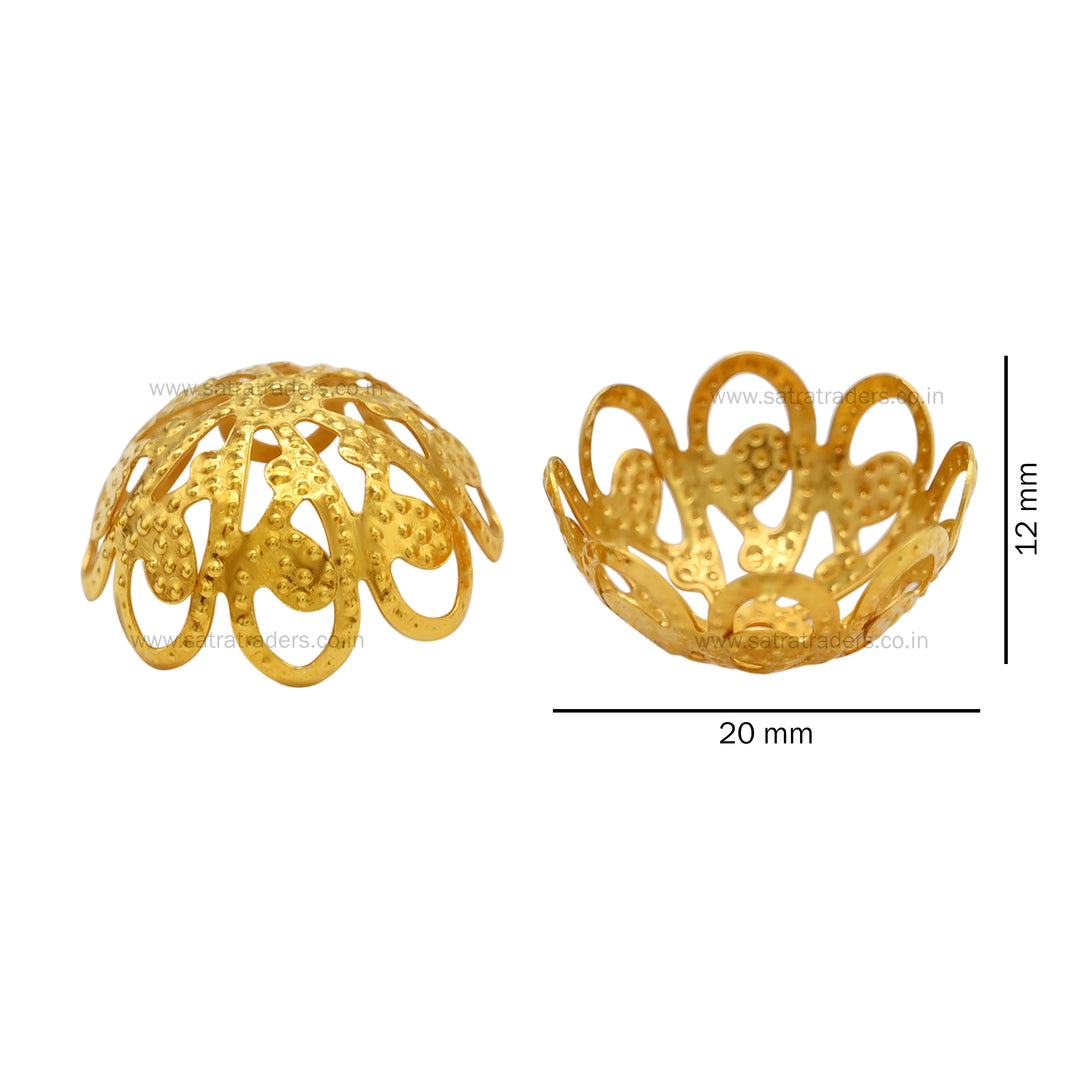 Designer Metal Beads Cap | Size : W-20mm H-12mm | Qty : 500g | MC30