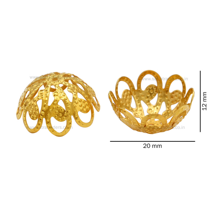 Designer Metal Beads Cap | Size : W-20mm H-12mm | Qty : 500g | MC30