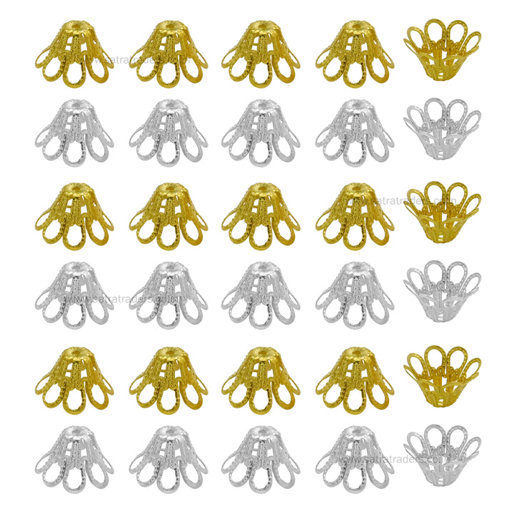 Designer Metal Beads Cap | Size : W-15mm H-9mm | Qty : 500g | MC35