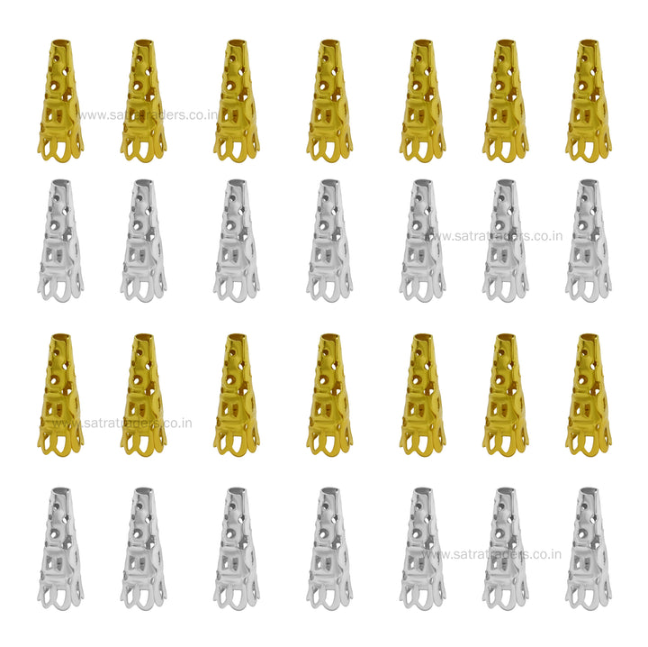 Designer Metal Beads Cap | Size : H-22mm W-9mm | Qty : 500g | MC43