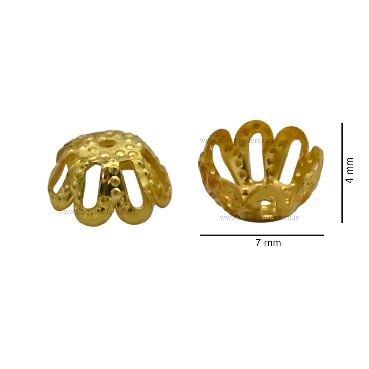 Designer Metal Beads Cap | Size : W-7mm H-4mm| Qty : 500g | MC49