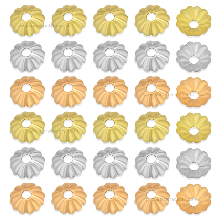 Designer Metal Beads Cap | Size : W-6mm H-2mm | Qty : 500g | MC78
