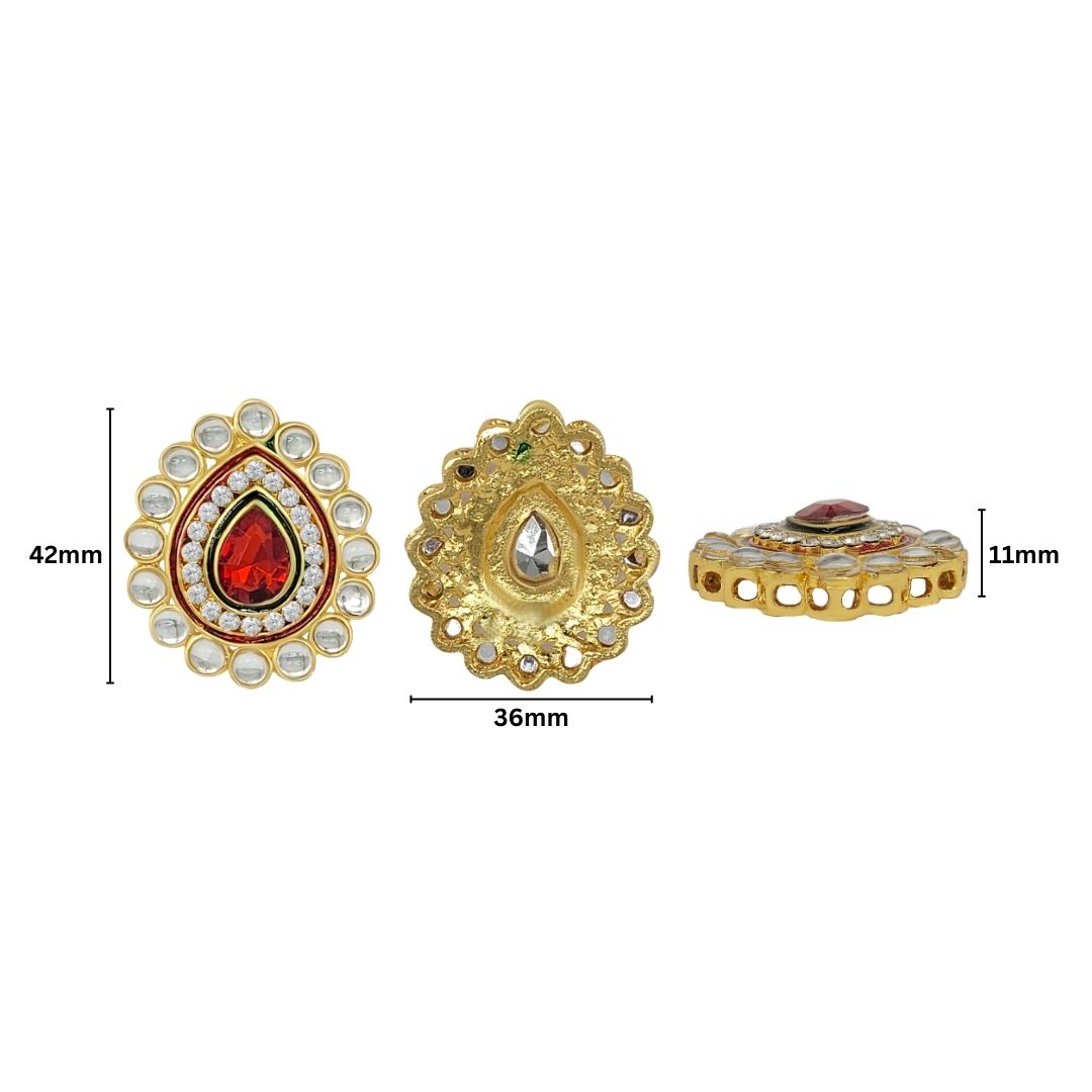 Meenakari Kundan Beads | Size : 42mm | Qty : 2pcs | MKB12